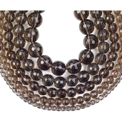 6/8/10/12mm Natural Stone Faceted Brown Glass Crystal Beads For Jewelry Making Needlework DIY Bracelet Spacer Beads 1strands 15