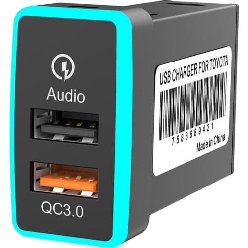 CHELINK Car Charger Adapter with QC 3.0 and Audio Interface Car Socket for Toyota