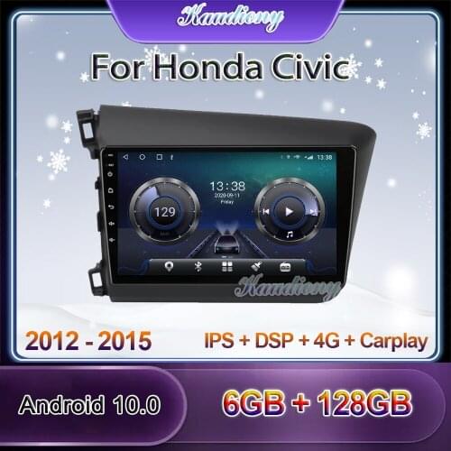 Kaudiony 9" Android 10.0 Car Radio Automotivo For Honda Civic Car DVD Multimedia Player Auto GPS Navigation Stereo 4G 2012-2015