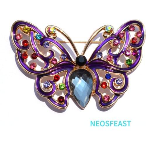 Delicate Butterfly Rhinestone Brooches for Women Elegant Crystal Pin Enamel Brooch Ladies Coat Collar Decoration Fashion Jewelry
