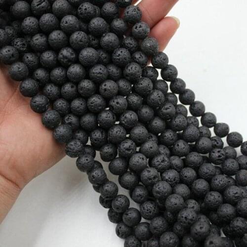 4/6/8/10/12/14mm 1strand 50pcs Natural Black Lava Beads, Volcanic Stone Beads Loose Bead Round Bead Mala Beads