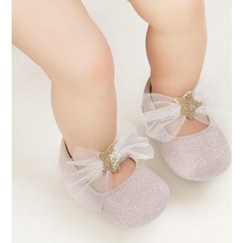 Infant Shiny Star Princess Shoes Baby Girl Shallow Mouth Cotton Shoes Soft Bottom Breathable Baby Toddler First Walkers