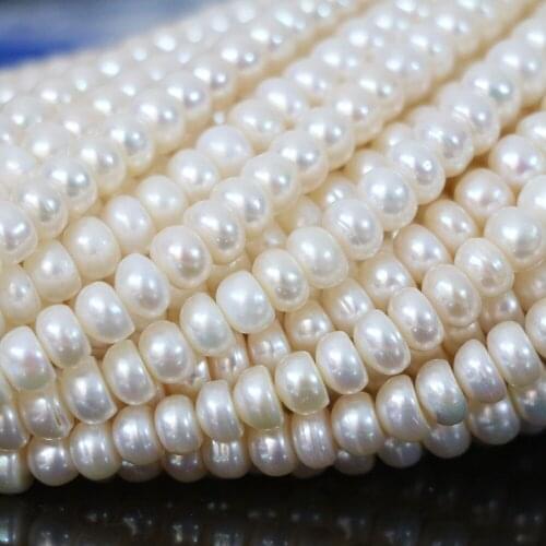Smooth atural cultured freshwater 7-8mm size for white abacus pearl loose beads high grade diy jewelry 15inch B1348