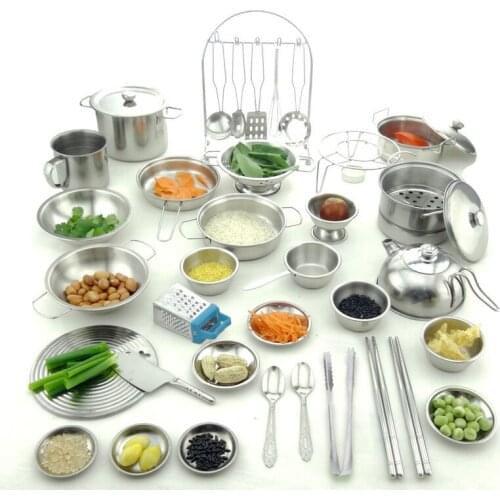 Espeon 1Pcs Stainless Steel Kids House Kitchen Toys Cooking Cookware Children Pretend Play Kitchen Playset - Silver Figures
