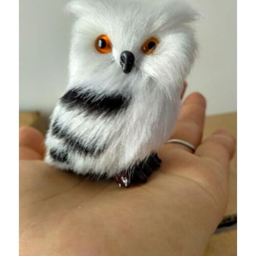 Left small cute simulation owl toy polyethylene&fur owl doll gift about 7x5cm 0858