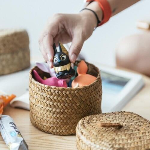 Seaweed Snack Storage Box With Lid High-quality Artificial Weaving Suitable For Home Storage Hotel Baskets Flower Shop