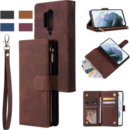 Leather Flip Case For One Plus 1+7 8 Pro 7 7T On 9 Cards Solt Wallet for OnePlus 8T 7T 8 7 Pro 7Pro 8Pro 7TPro Phone Bag Cover