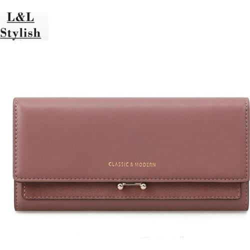 L&L Stylish Luxury Women Wallet Letter Long Purse Clutch Large Capacity Fresh Leather Female Wallets Lady Phone bag Card Holder