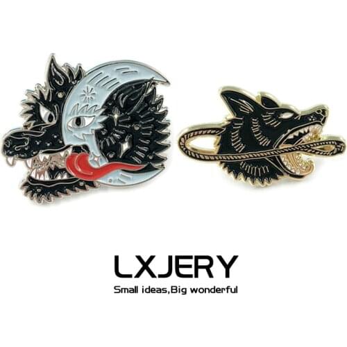 LXJERY Wolf Pin Badge On Backpack Brooch Pins For Clothes Broche For Women Girls Gift