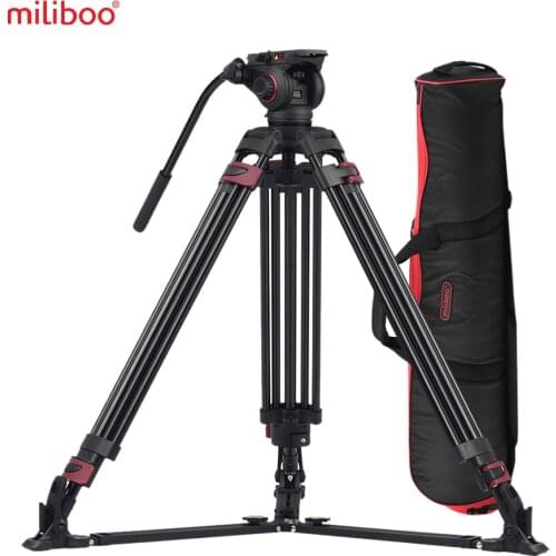 Miliboo MTT609A Photography 3 Sections Tripod Stand Aluminum Alloy Fluid Hydraulic Bowl Head for Canon Nikon Sony DSLR Cameras