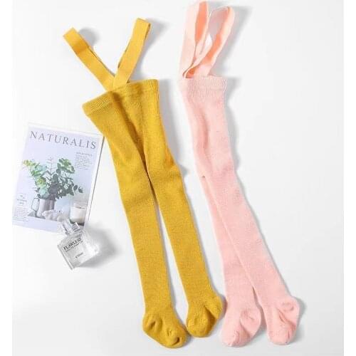 Infant Kids Suspender Pantyhose Breathable Spring Autumn Baby Girls Boys Cute Solid Color High Waist Bandage Overall Leggings