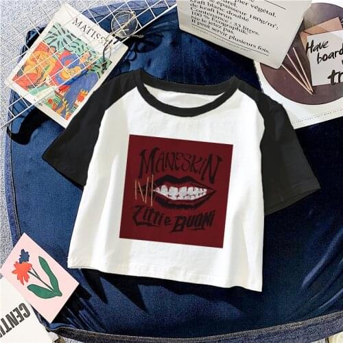 Fashion Streetwear Harajuku Y2k Maneskin Cropped Tops Tshirts Kawaii Pattern T-Shirts Women Crop Top Funny Team Bride Clothes