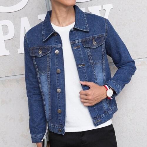Men Jean Jackets Dark Blue Black Clothing Denim Jacket Fashion Man Jeans Jacket Thin Spring Outwear Male Cowboy Plus Size M-4 XL