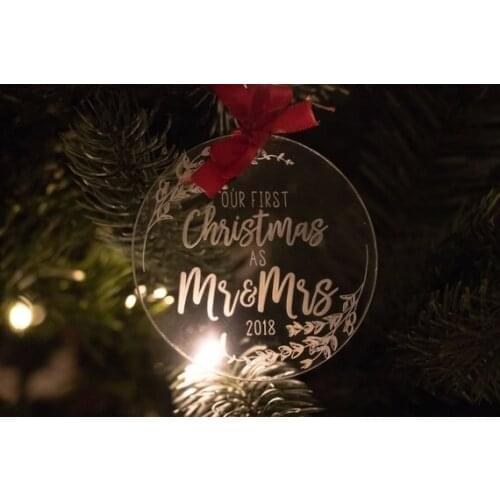 Personalized Acrylic Mrs and Mrs Christmas Ornament,Christmas Ornament,Christmas gift tags,First Christmas,Married Gift