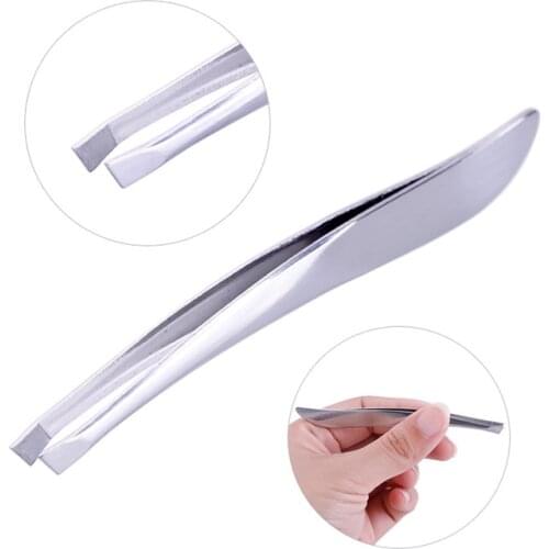 1PC Professional Silver Makeup Eyebrow Tweezer Hair Remover Stainless Steel Flat Tip Eyebrow Clip with Comb Beauty Tool #277414