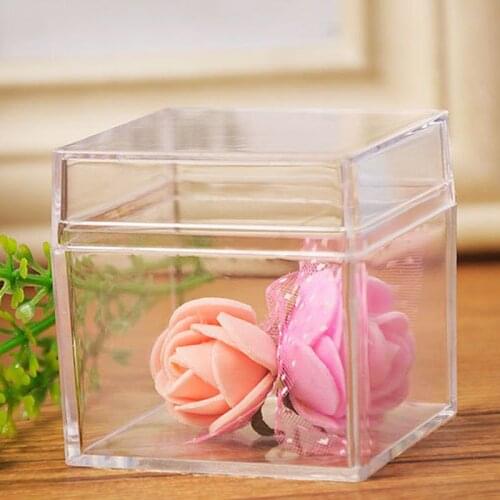 Clear Acrylic 5 Sided Jewelry Display Storage Box Case Square Cube Props Box T84A