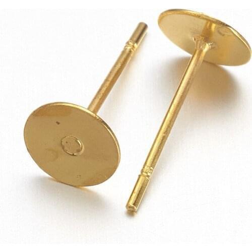 4/5/6/8/10/12mm SEASHA Crafts Stainless Steel Earrings Goden Posts Flat Pad Findings Disc Blank Accessory for Earrings Making
