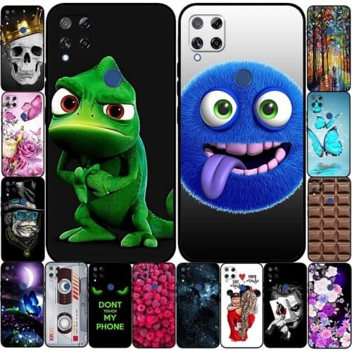 Fashion Cartoon Silione Soft TPU Phone Case For Realme C15 C25 C12 7i Global Narzo 20 30A Casos Black Shockproof Coque