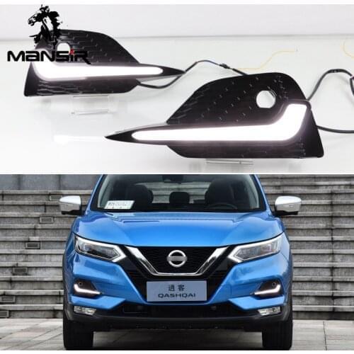 LED Daylights For Nissan Qashqai 2019 2020 Dynamic Yellow Signal Night Blue Car Headlight Daytime Running Light DRL Fog Lamp