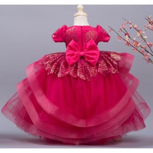 Gorgeous Kids Clothes Fluffy Tulle Organza Flower Girl Dress for Wedding Princess Birthday Party Gown with Bow
