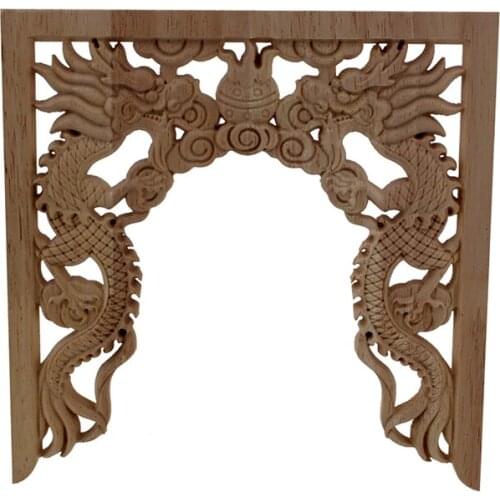 VZLX Vintage Wood Carved Decal Corner Onlay Applique Frame Furniture Wall Unpainted for Home Cabinet Door Decor Craft