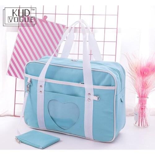 Japanese Heart Lolita Anime Girls Handbag School Shoulder Bag Jk Itabag Cosplay Preppy Style Uniform Kawaii Pink Canvas Tote Bag