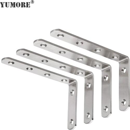 YUMORE 2PCS Corner Brace Stainless Steel Brackets 90 Angle Joint Fastener Shelf Support for Furniture Cabinet Screens Wall