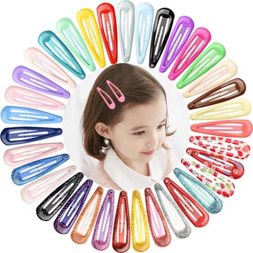 20pcs 5cm Snap Hair Clips for Hair Clip Pins BB Hairpins Color Metal Barrettes for Baby Children Women Girls Styling Accessories