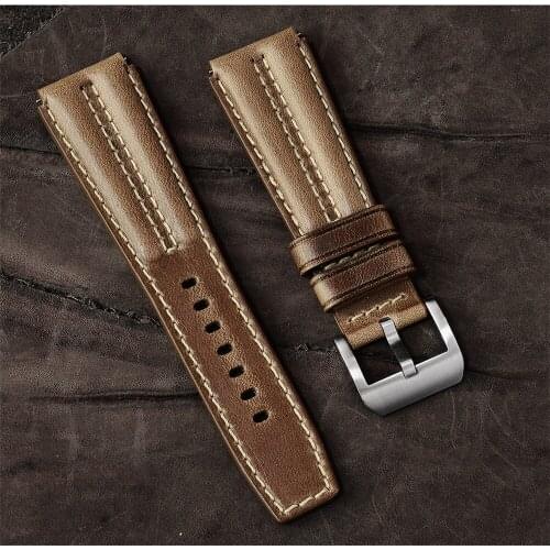 San Martin Watch Parts Leather Strap 22mm TUNA 003 Watch Accessories Bands Stainless Steel Buckle