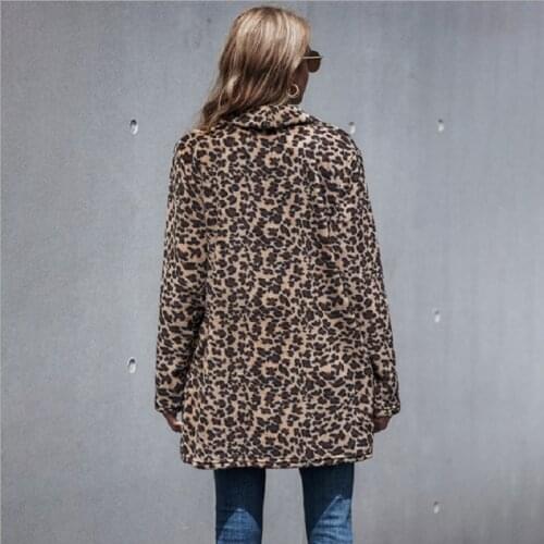 Womens Jacket Women Fall/winter New Mid-Length Leopard Print Casual Coat Women