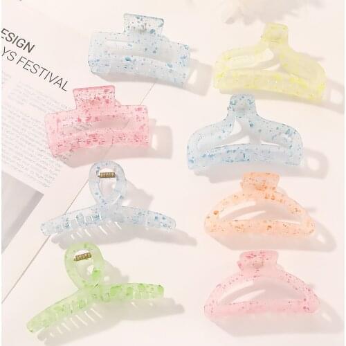 2021 New Fashion Large Splash Ink Transparent Colored Dots Geometry Hairpin Barrette for Women Girl Accessories Headwear