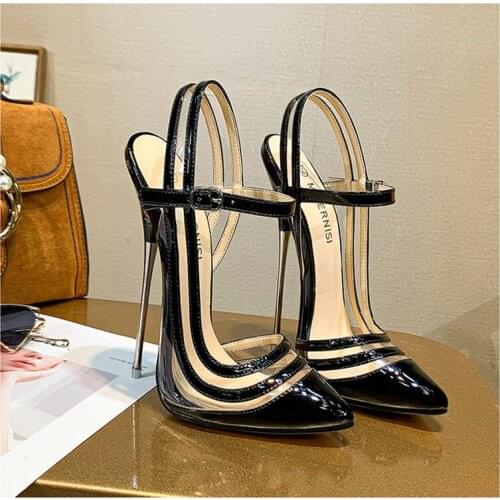 New shoes female metal high heels 16CM pointed toe with high heels stage performance large size shoes size 36-44