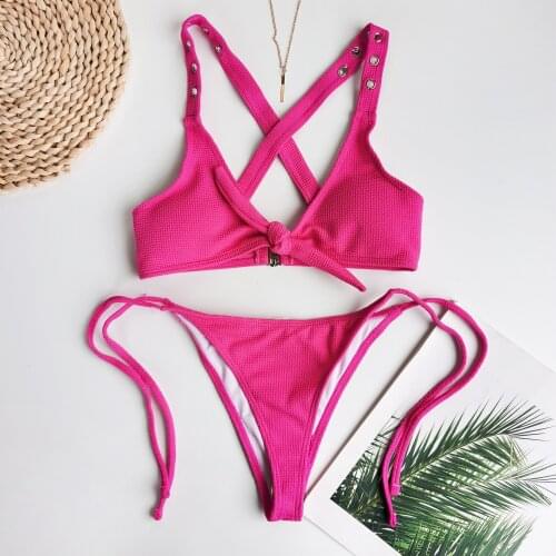 2020 Sexy Bow Bikini Bandage Push Up Women Swimwear Female Swimsuit Two-piece Bikini Set Brazilian Bather Bathing Suit Swim