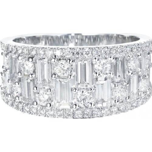 New Arrival Top Sell Luxury Jewelry 925 Sterling Silver T Princess Cut White Topaz Promise Women Wedding Engagement Band Ring