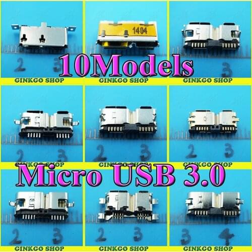 10Models, 50pcs/lot for Tablet PC Phone Micro USB 3.0 Female Socket Plug SMD DIP Type 10P Mobile Hard Disk Jack Free Shipping