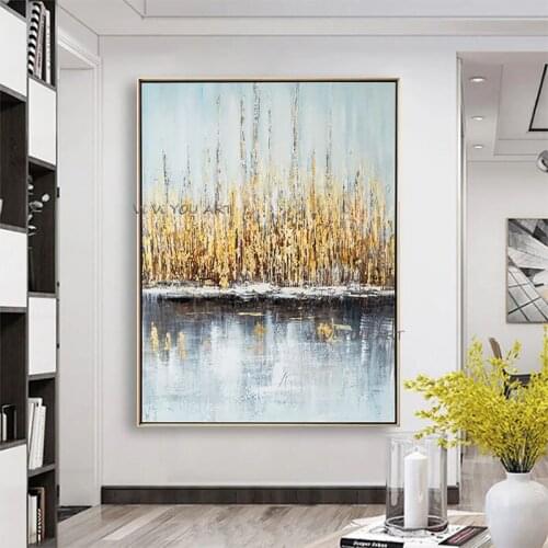 100% Hand-Painted Modern Oil Paintings Simple Atmosphere Living Light Luxury Abstract Pure Room Background Wall Pictures Porch