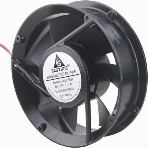2 Pcs Gdstime 170mm Metal Case DC Cooling Fan 24V 172mm x 51mm Circle Cooler Two Ball Bearing 50mm 2 Wire 17cm 172x51mm 17251