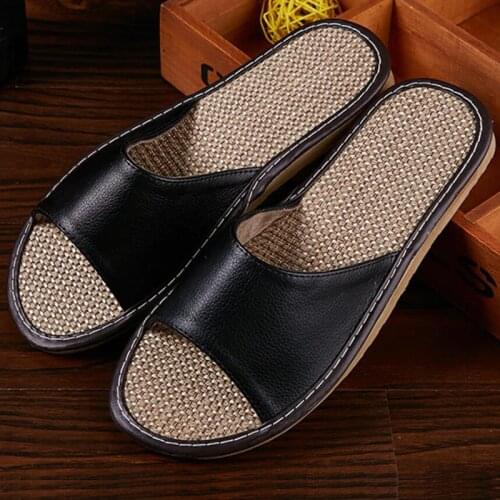 2020 Men Slippers Indoor PU Leather Slippers Waterproof comfort Home Lady Slippers Man Couples Shoes Large Size House Slippers