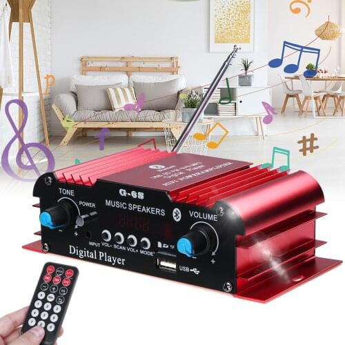 600W 12V 2CH Car Audio Amplificador HIFI Audio Power Amplifier Home Auto bluetooth Stereo Amplifiers FM Radio USB Remote Control