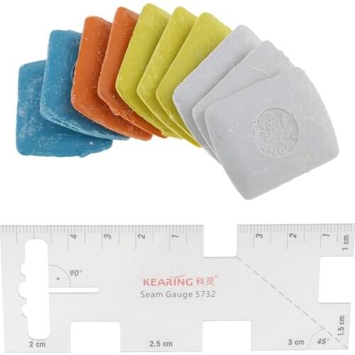 Assorted Plastic Seam Gauge Ruler and Tailors Chalk for DIY Sewing Crafts Tools