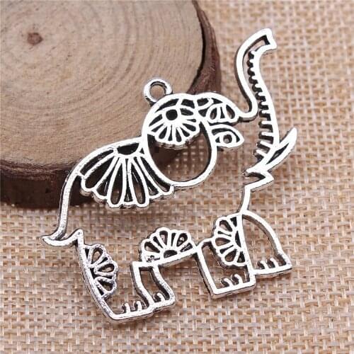 Free shipping 7pcs 47x42mm antique silver Elephant charms diy retro jewelry fit Earring keychain hair card pendant accessories
