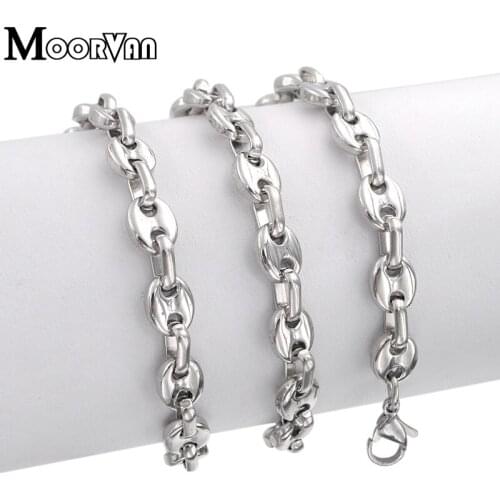Moorvan beans chain top quality rock necklaces links boys mens jewelry stainless steel 60cm 7mm wholesale VN062