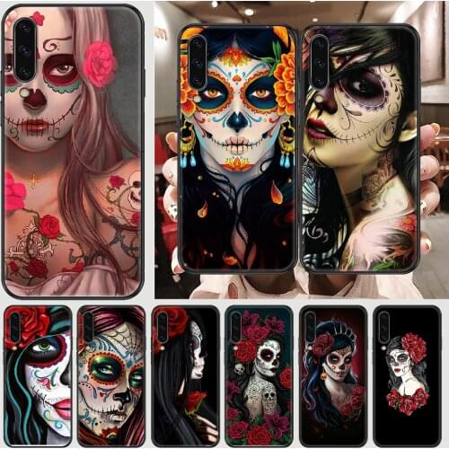 Mexican Skull Girl Phone case For Samsung Galaxy A 3 5 7 8 10 20 21 30 40 50 51 70 71 E S 2016 2018 4G black trend bumper pretty