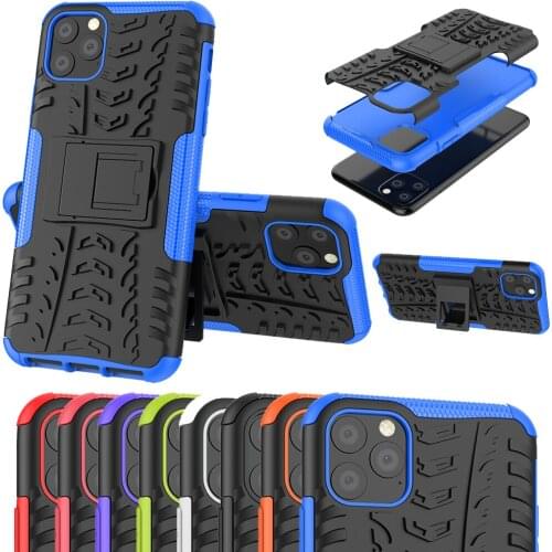 For iPhone 11 Pro Max Case Hybrid Armor Hard PC Plastic + Soft TPU Silicone Stand For iPhone 6 6S 7 8 11 Plus X XR XS Max Cover
