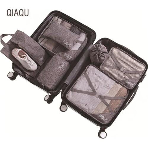 Travel Organizer Suitcase Clothes Storage Bag Finishing Kit Beauty 7Pcs/set Underwear Cosmetics Shoe Bag Luggage Accessories