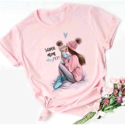 SexeMara Super Mom T shirt Women Mothers Love Print Pink T-shirt Harajuku Mama TShirt Vogue Tops tee shirt Femme Vogue Summer