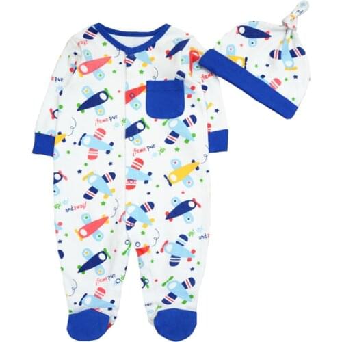 2PCS/Lot Baby Cap+Rpmper Unisex Baby Boy Clothes Long Sleeve Cotton Girls Baby Clothing Newborn Baby Girl Clothes