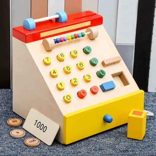 Wooden House Simulation Cash Register Landline Telephone Childrens Enlightenment Early Education Educational Toys 3 Years Old