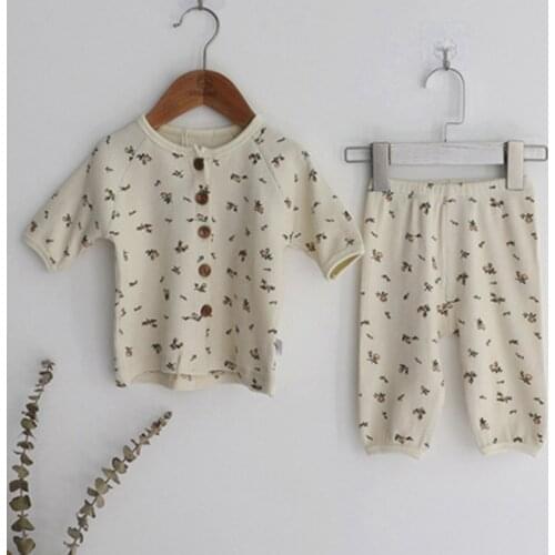Summer Korean Style Toddler Baby Girls Boys Clothes Suit Short Sleeve T-shirt+Shorts Baby Girls Cotton Printing Clothing Sets