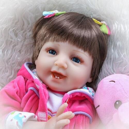 Bebe Reborn Smiley girl doll 22 inch soft silcione reborn babies doll alive children gift play house toys
